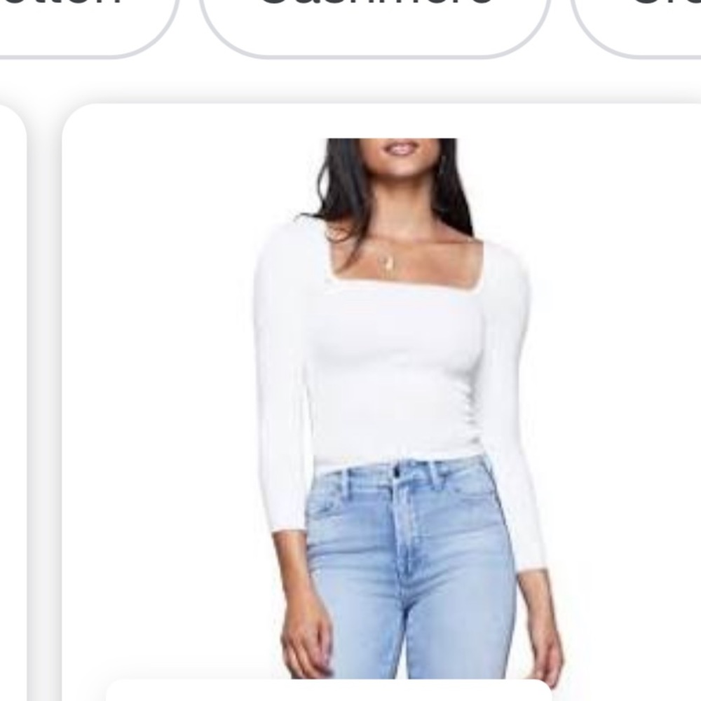 Good American long sleeve square neck sweater